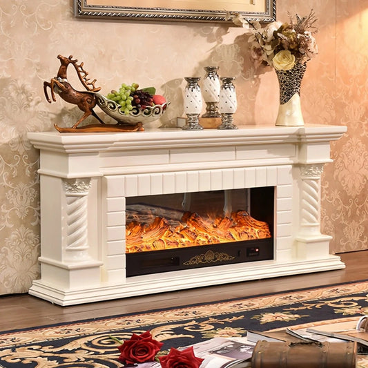 Aihm-Lon European Electric Fireplace Includes 3D Carved Decoration & Spiral Column 59”