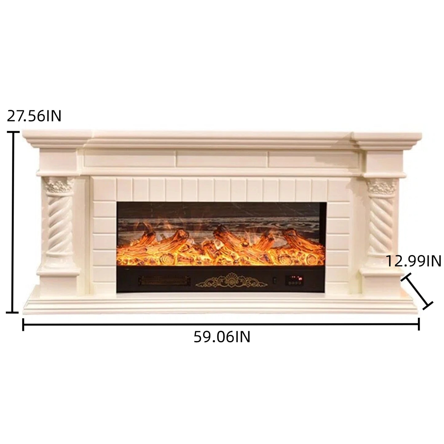 Aihm-Lon European Electric Fireplace Includes 3D Carved Decoration & Spiral Column 59”