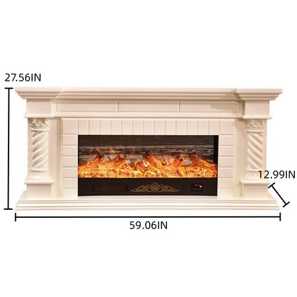 Aihm-Lon European Electric Fireplace Includes 3D Carved Decoration & Spiral Column 59”