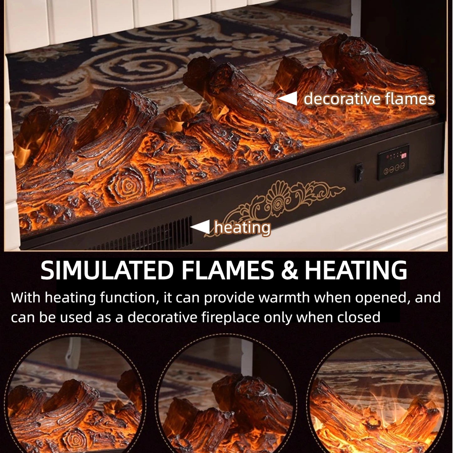 Aihm-Lon European Electric Fireplace Includes 3D Carved Decoration & Spiral Column 59”