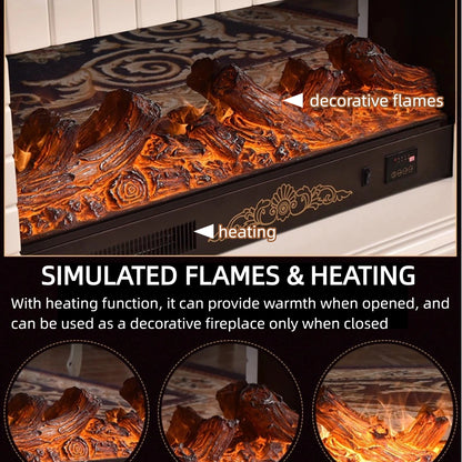 Aihm-Lon European Electric Fireplace Includes 3D Carved Decoration & Spiral Column 59”