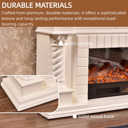 Aihm-Lon European Electric Fireplace Includes 3D Carved Decoration & Spiral Column 59”