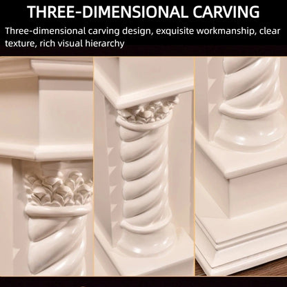 Aihm-Lon European Electric Fireplace Includes 3D Carved Decoration & Spiral Column 59”