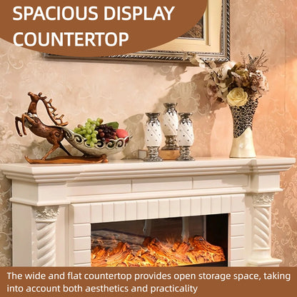 Aihm-Lon European Electric Fireplace Includes 3D Carved Decoration & Spiral Column 59”
