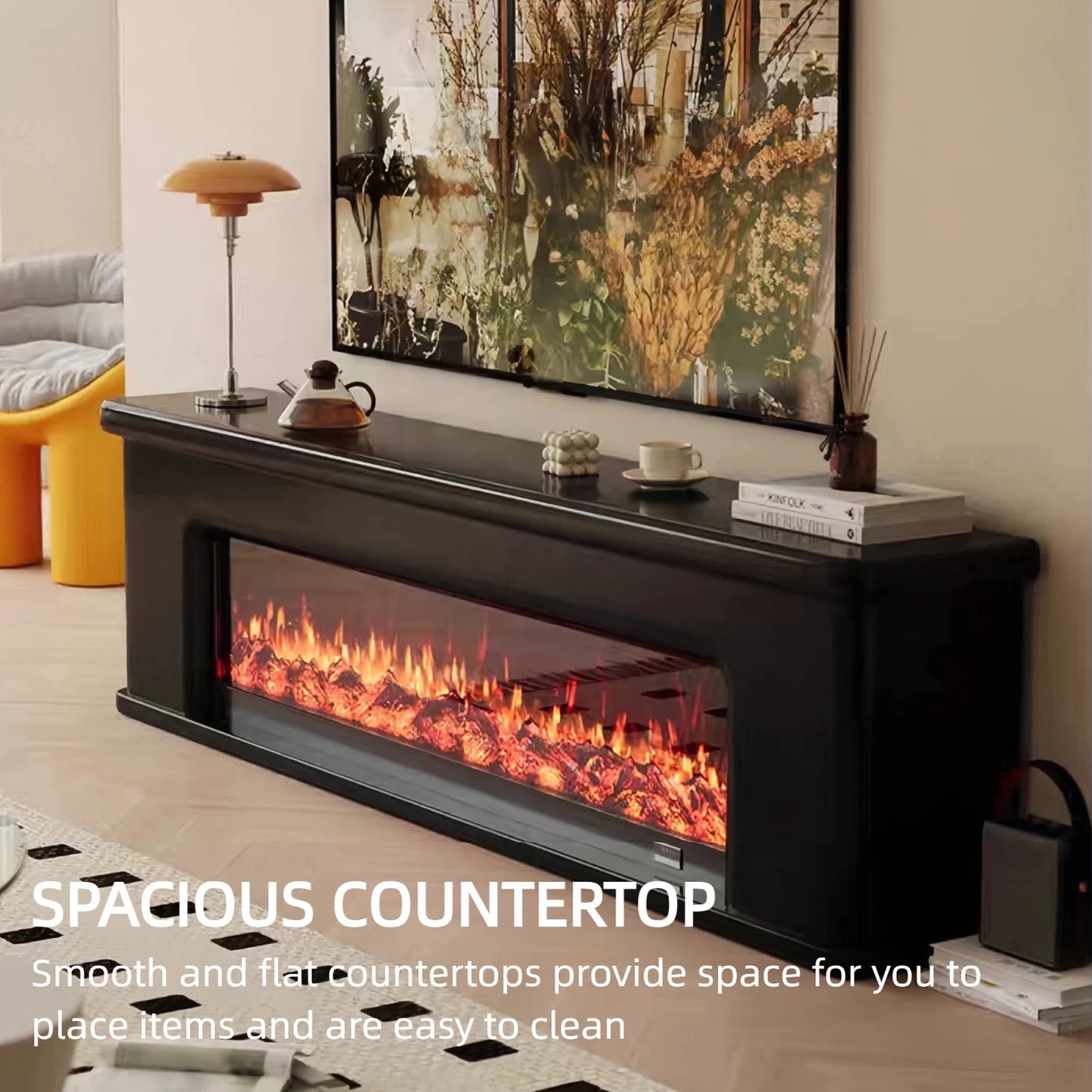 Aihm-Lon Simple Electric Fireplace Includes French Curved Edges 71”-83”