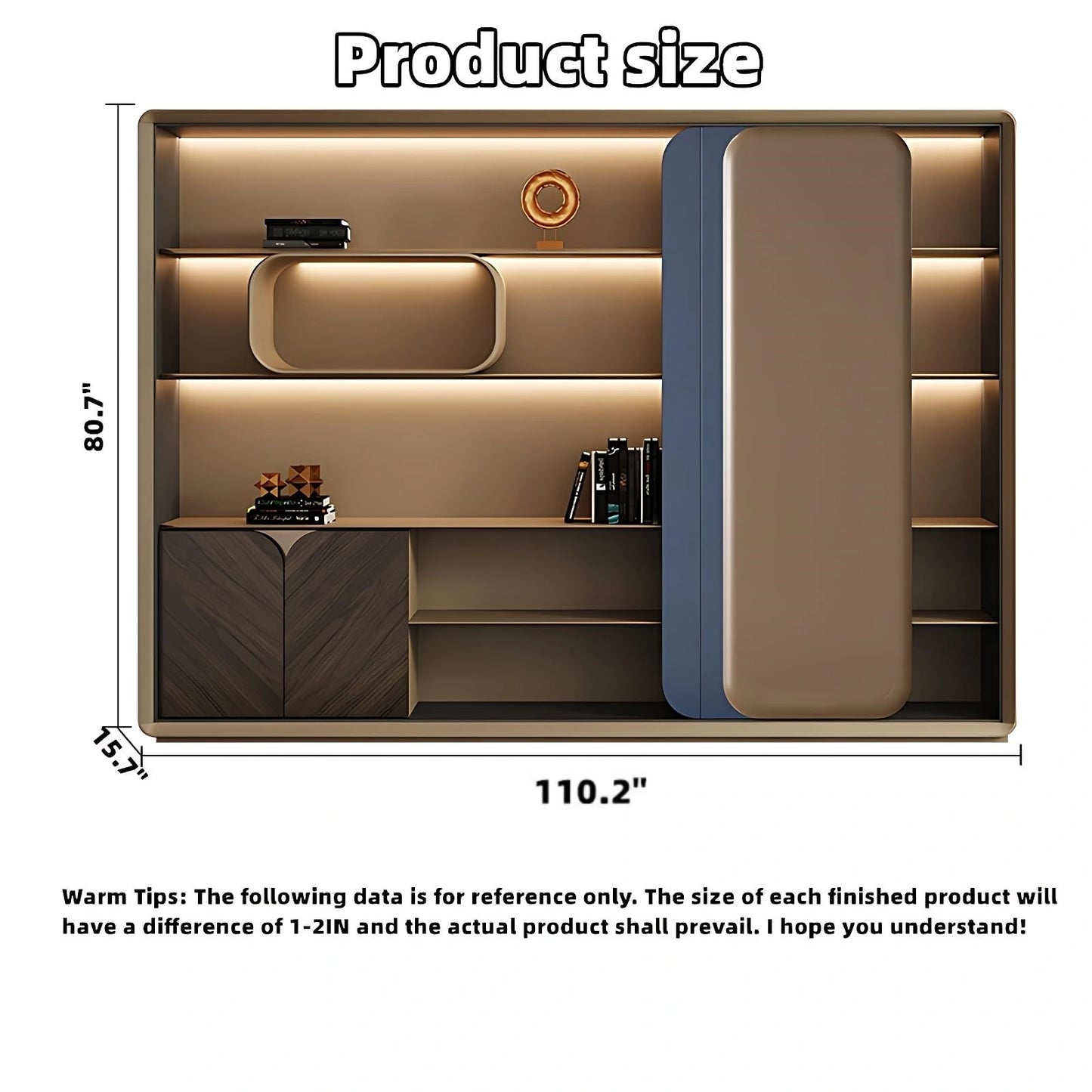 Aihm-Lon Executive Desk with Large Storage 94.48"-125.98"