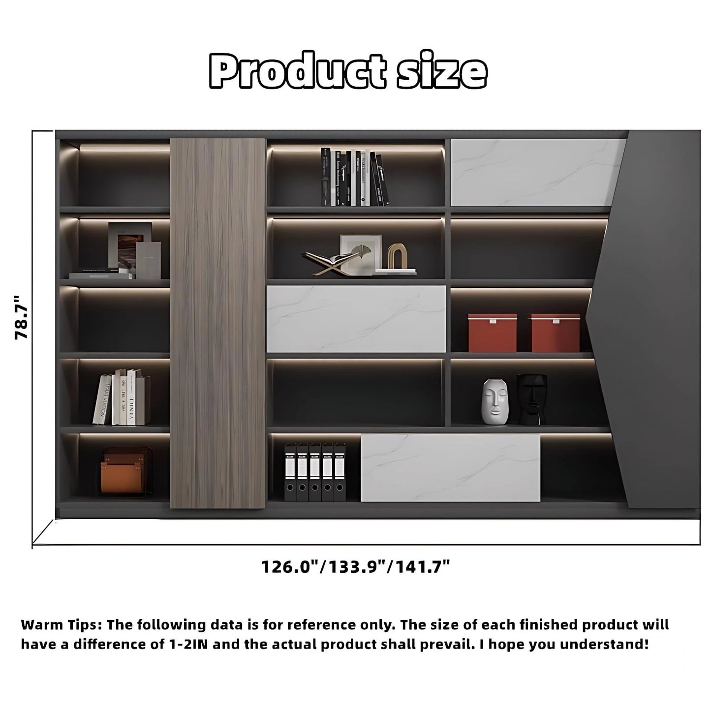 Aihm-Lon Black Executive Desk with Drawers 78.74"-125.98"