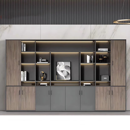 Aihm-Lon Contemporary Executive Desk with Side Storage Cabinet 78.7"-141.7"