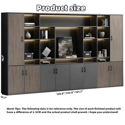 Aihm-Lon Contemporary Executive Desk with Side Storage Cabinet 78.7"-141.7"