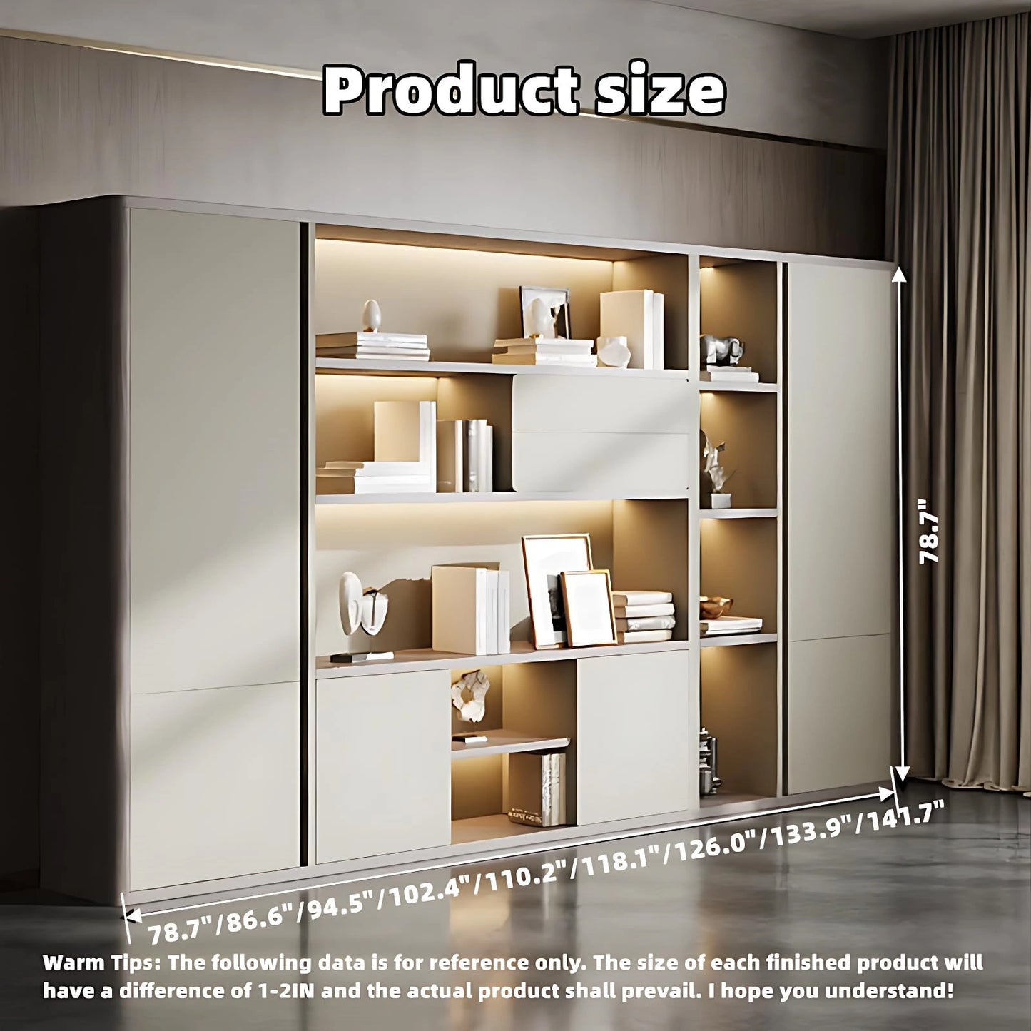 Aihm-Lon Beige Executive Desk with Elegant & Luxe Minimalism 78.7"-141.7"