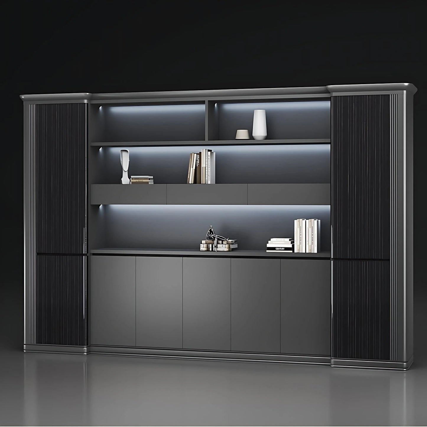 Aihm-Lon Futuristic Executive Desk with Simulated Floating Design 78.7"-141.7"