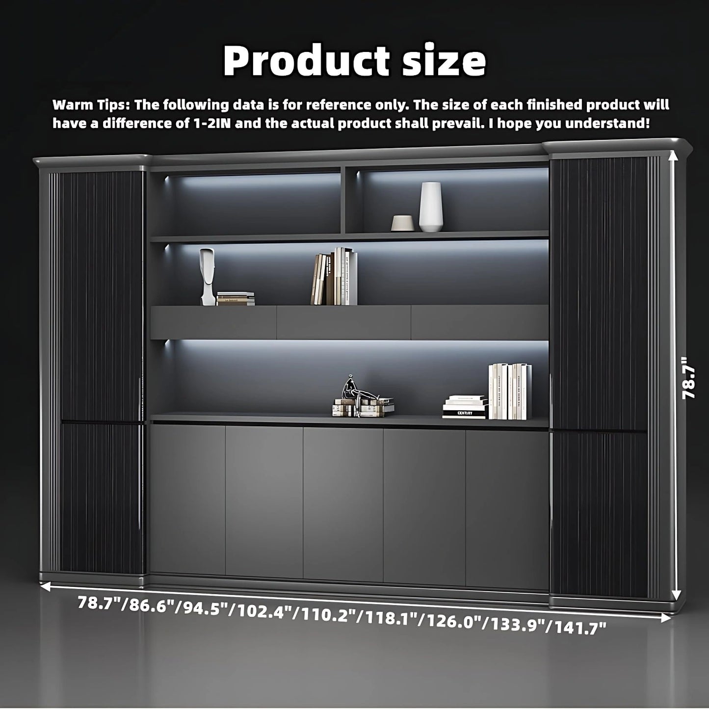 Aihm-Lon Futuristic Executive Desk with Simulated Floating Design 78.7"-141.7"