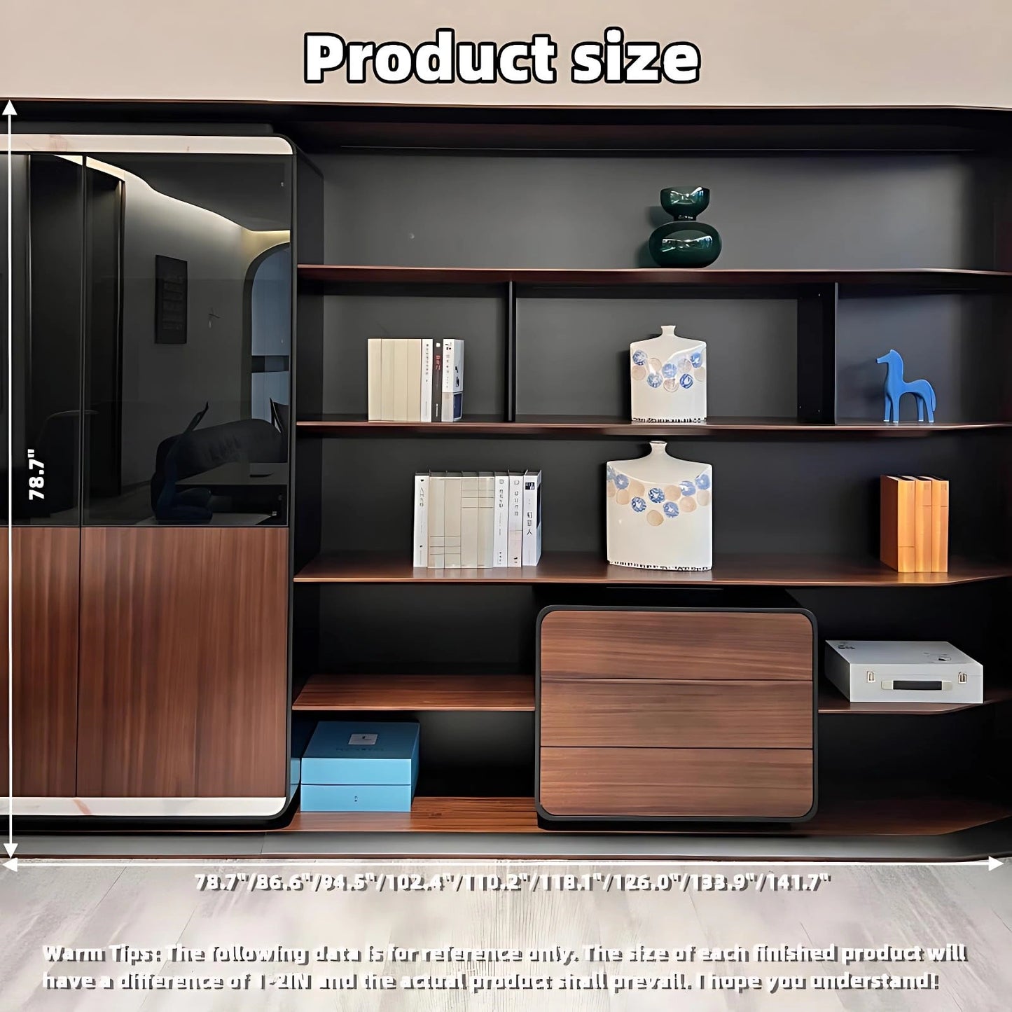 Aihm-Lon High-Grade Executive Desk with Asymmetrical Wood Table Leg 78.7"-141.7"