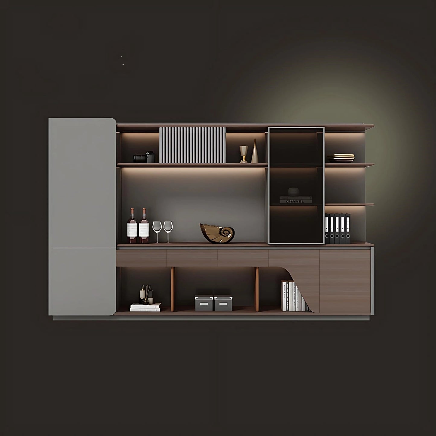 Aihm-Lon Executive Desk with L-Shaped Drawers 78.74"-118.11"