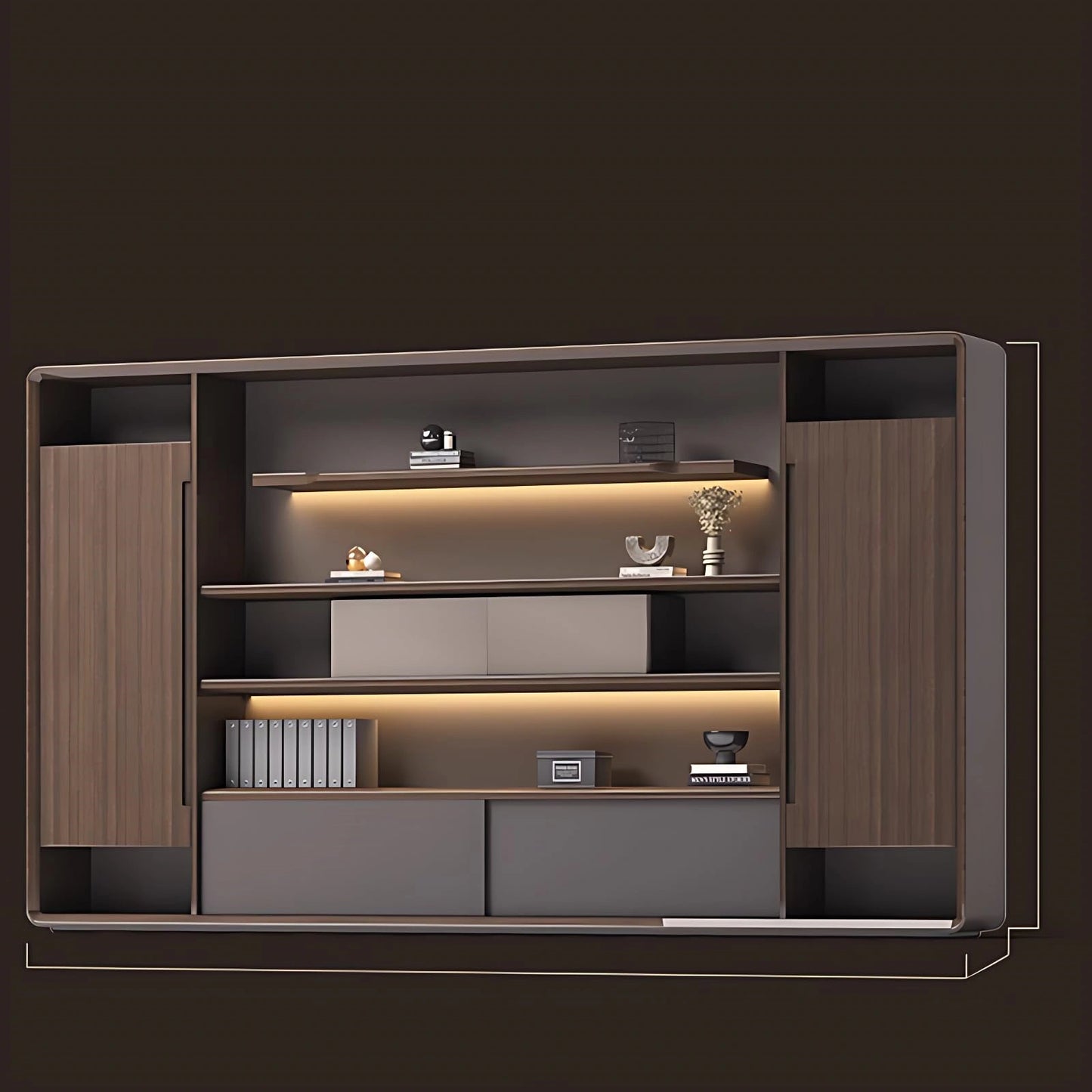 Aihm-Lon Executive Desk with Brown Log Style Drawers 78.7"-141.7"