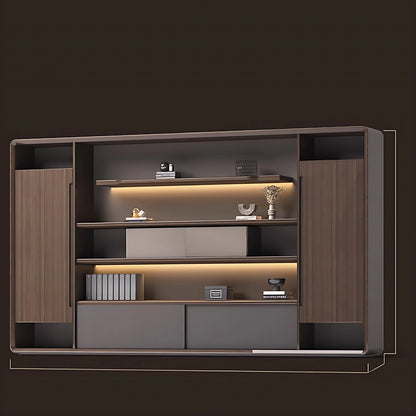 Aihm-Lon Executive Desk with Brown Log Style Drawers 78.7"-141.7"