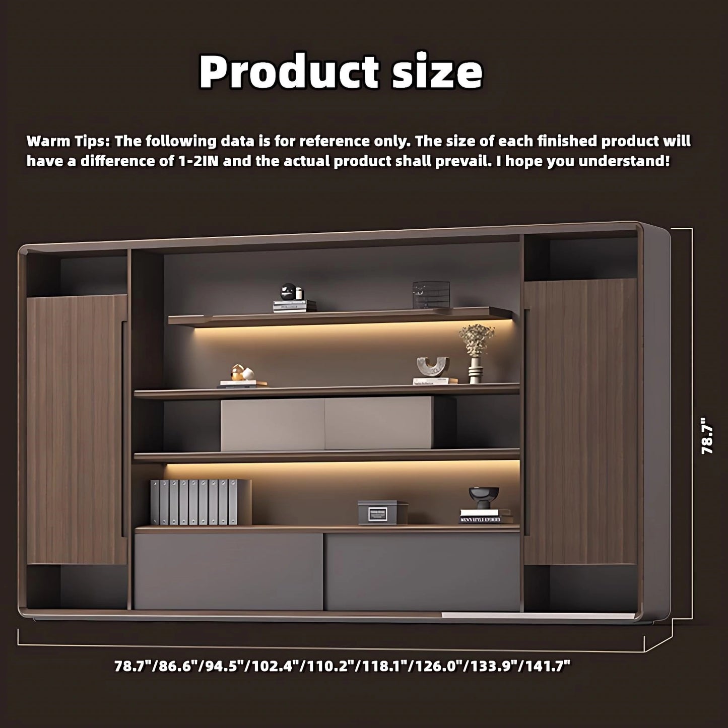 Aihm-Lon Executive Desk with Brown Log Style Drawers 78.7"-141.7"