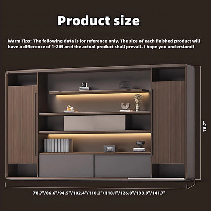 Aihm-Lon Executive Desk with Brown Log Style Drawers 78.7"-141.7"