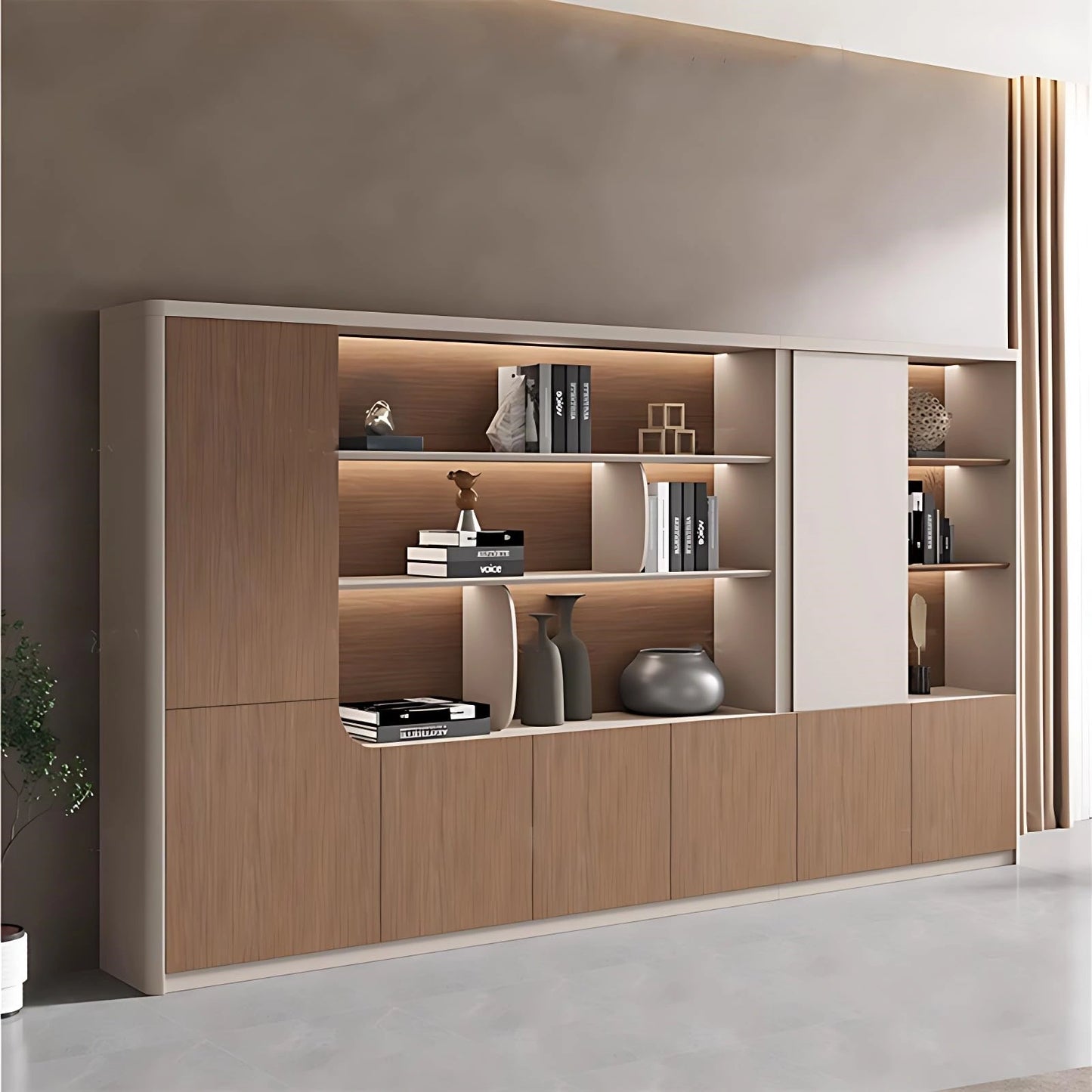 Aihm-Lon Executive Desk with Corner Drawers Cabinet 78.7"-141.7"