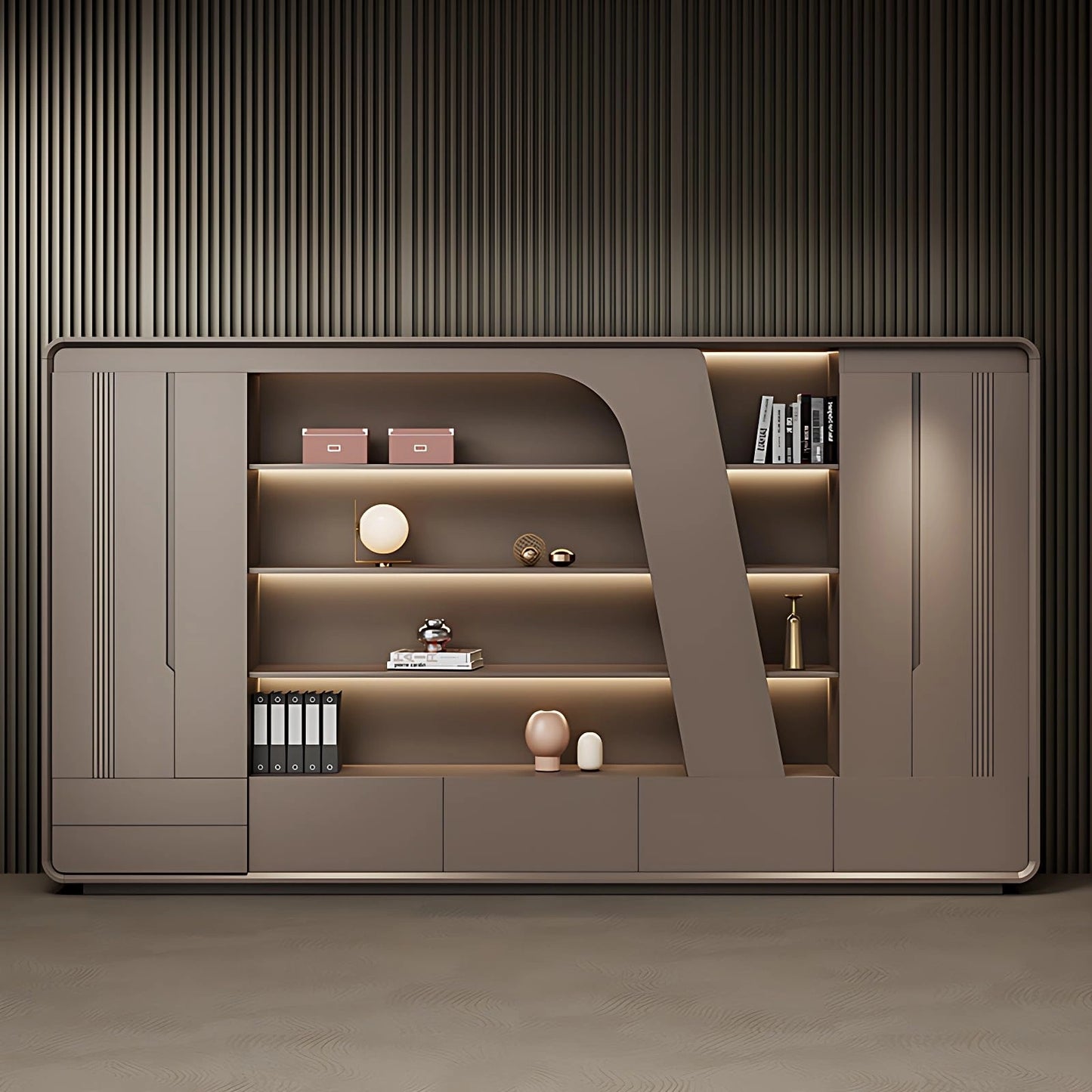 Aihm-Lon Brown Modern Style Executive Desk 78.7"-141.7"