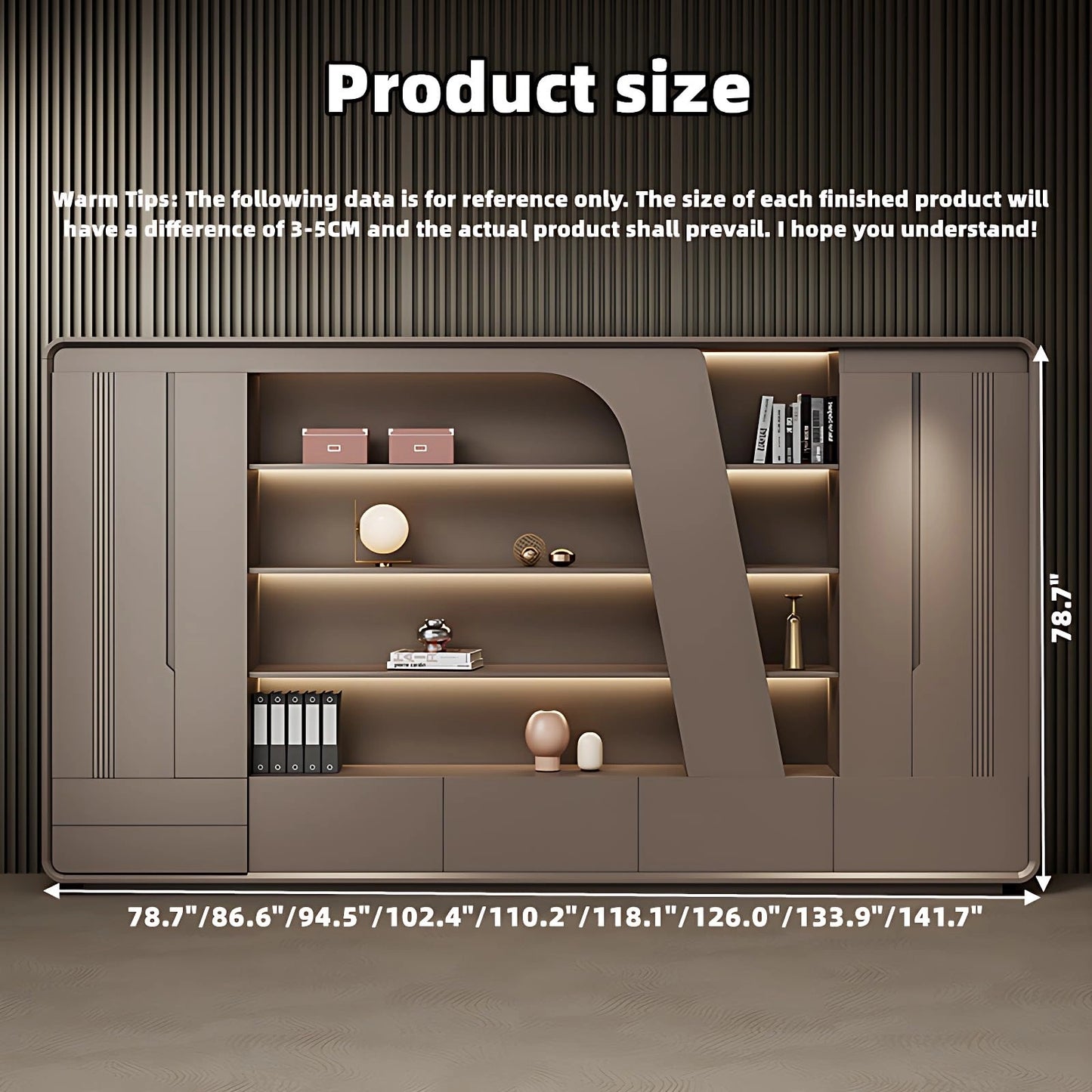 Aihm-Lon Brown Modern Style Executive Desk 78.7"-141.7"