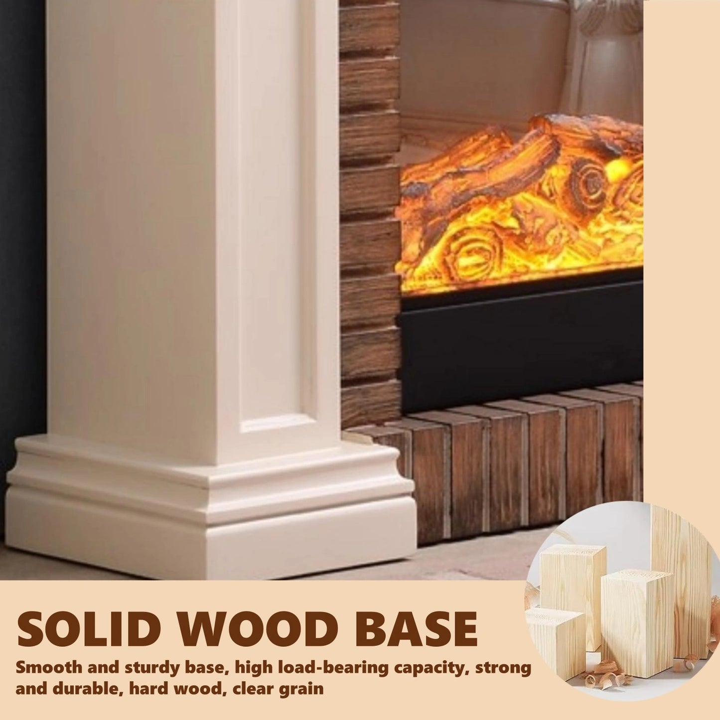 Aihm-Lon Electric Fireplace Faux Antique Wooden Edging Design 47”