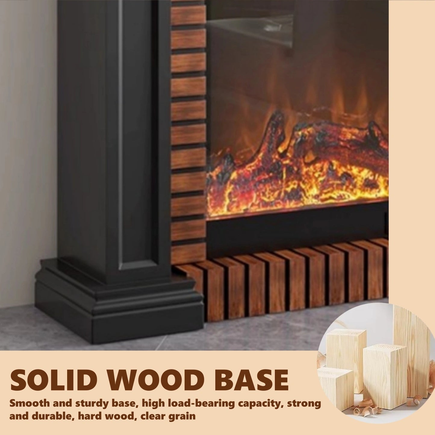 Aihm-Lon Electric Fireplace Faux Antique Wooden Edging Design 47”