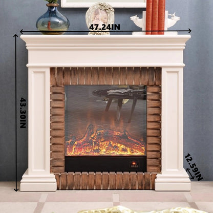 Aihm-Lon Electric Fireplace Faux Antique Wooden Edging Design 47”