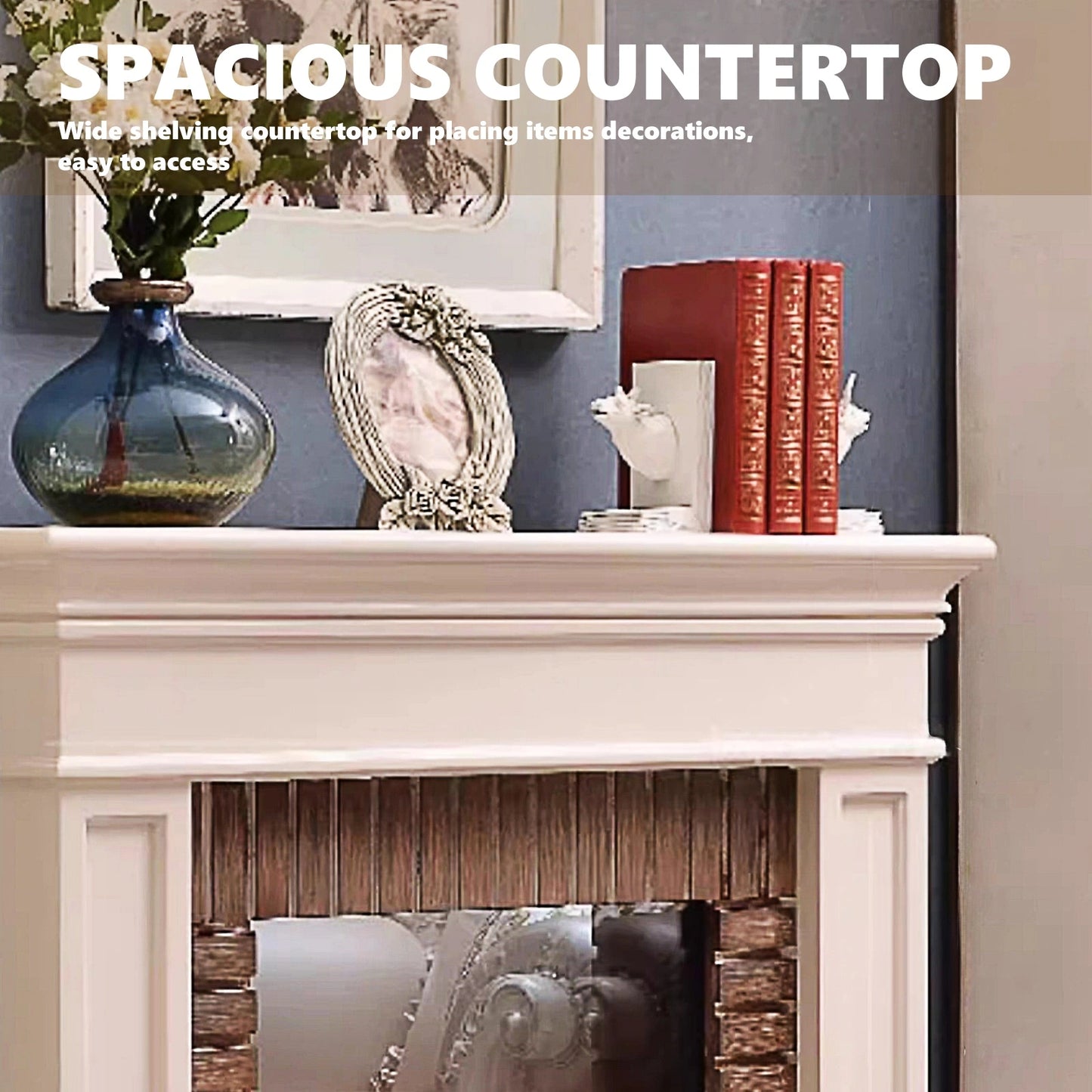 Aihm-Lon Electric Fireplace Faux Antique Wooden Edging Design 47”