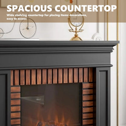 Aihm-Lon Electric Fireplace Faux Antique Wooden Edging Design 47”