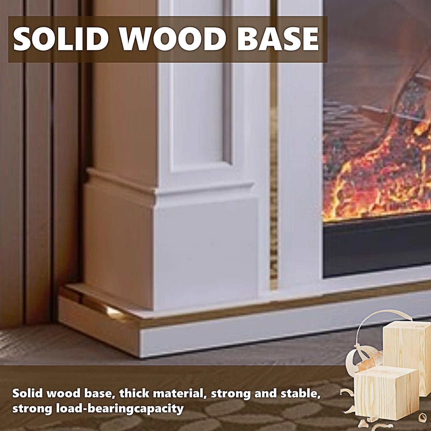 Aihm-Lon American Electric Fireplace Light Luxury Style Golden Border Design 59”