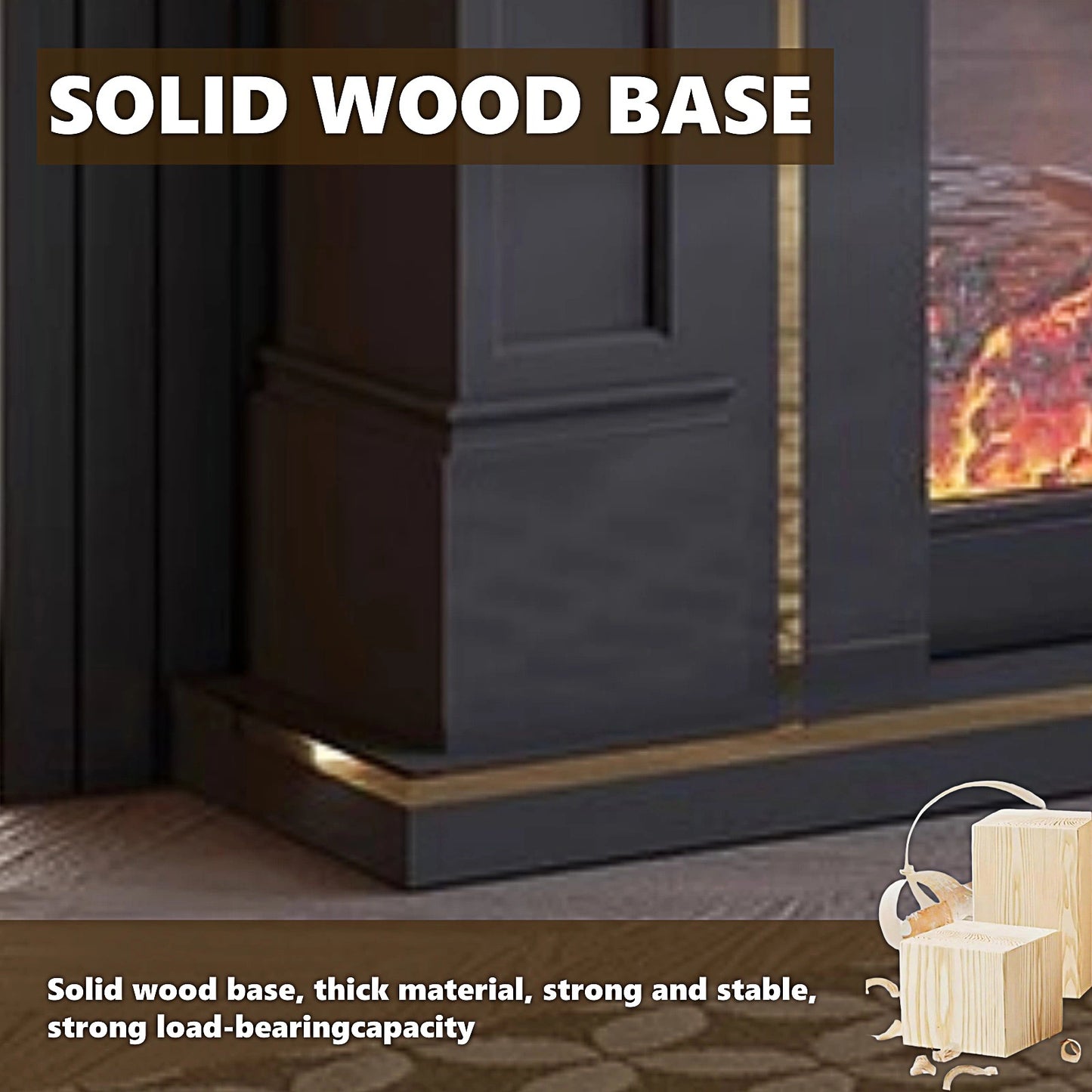 Aihm-Lon American Electric Fireplace Light Luxury Style Golden Border Design 59”