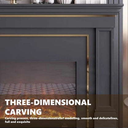 Aihm-Lon American Electric Fireplace Light Luxury Style Golden Border Design 59”