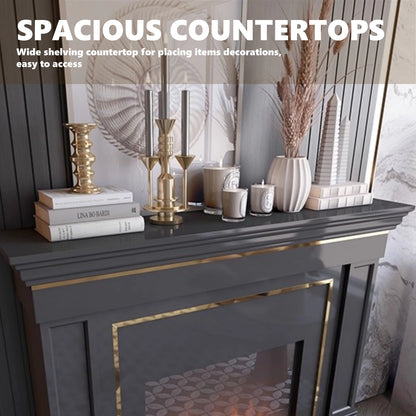 Aihm-Lon American Electric Fireplace Light Luxury Style Golden Border Design 59”