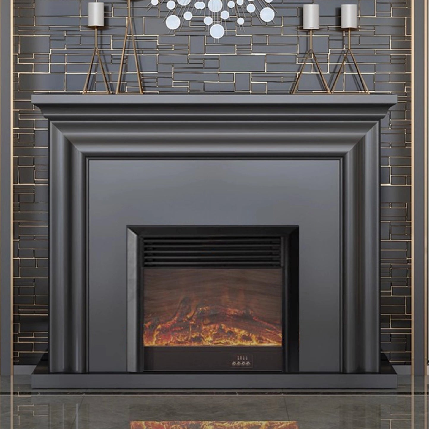 Aihm-Lon Modern Electric Fireplace with Parallel Line Design 39”-59”