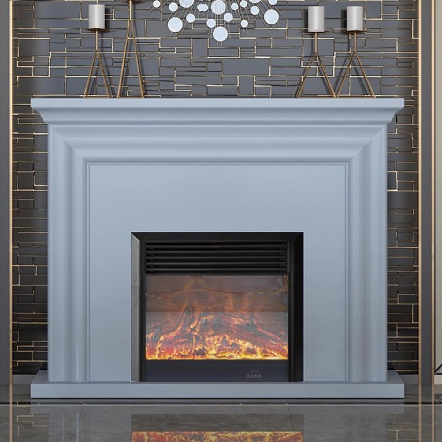 Aihm-Lon Modern Electric Fireplace with Parallel Line Design 39”-59”