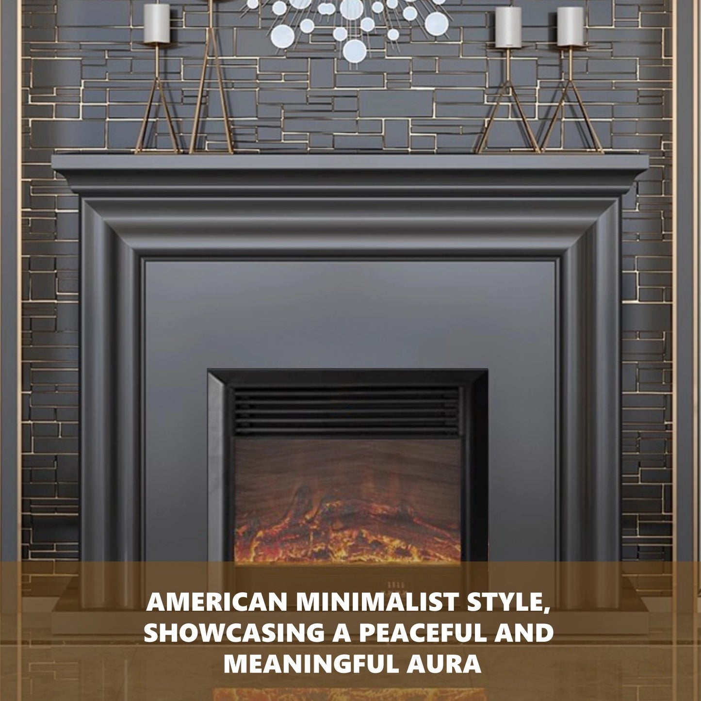 Aihm-Lon Modern Electric Fireplace with Parallel Line Design 39”-59”