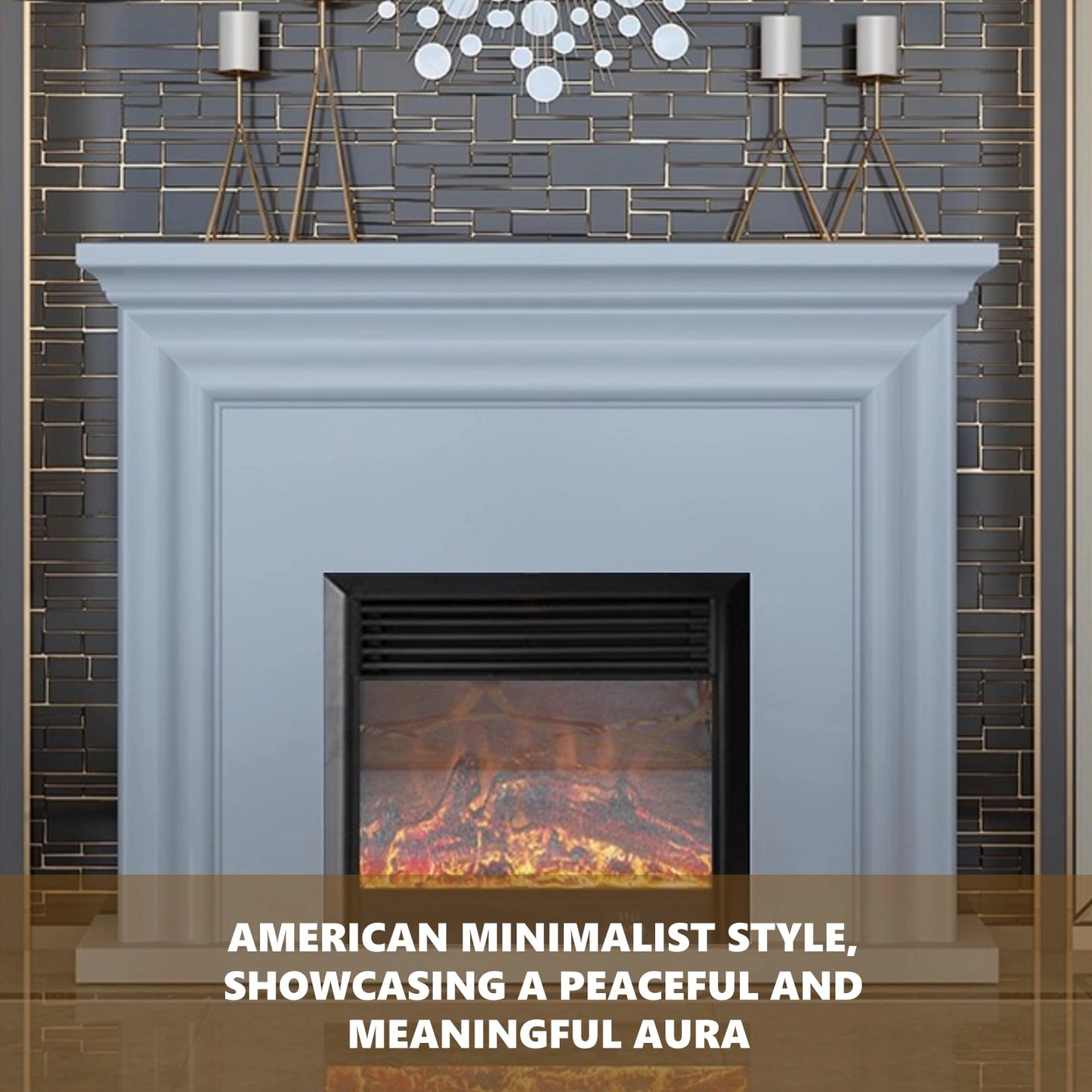 Aihm-Lon Modern Electric Fireplace with Parallel Line Design 39”-59”