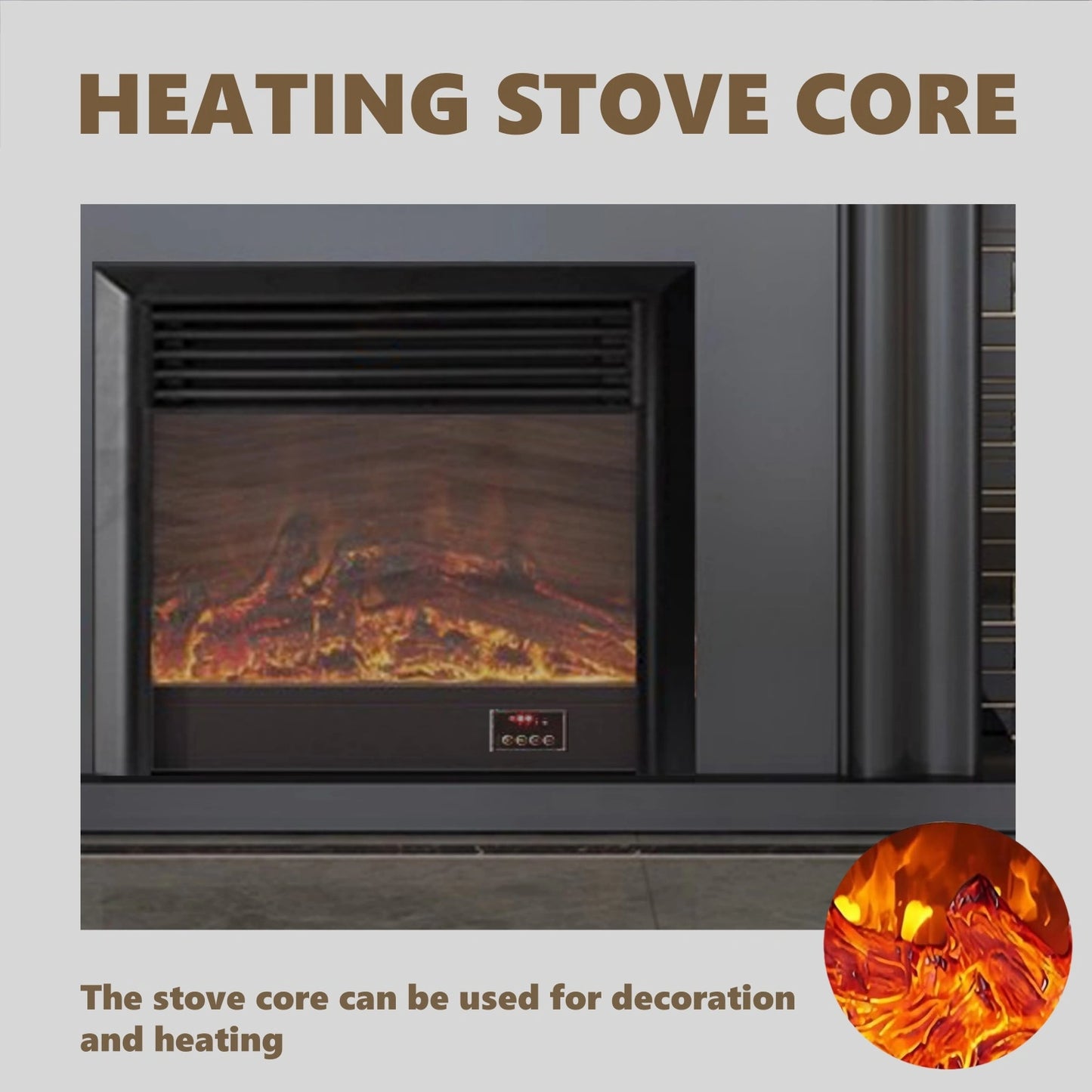 Aihm-Lon Modern Electric Fireplace with Parallel Line Design 39”-59”