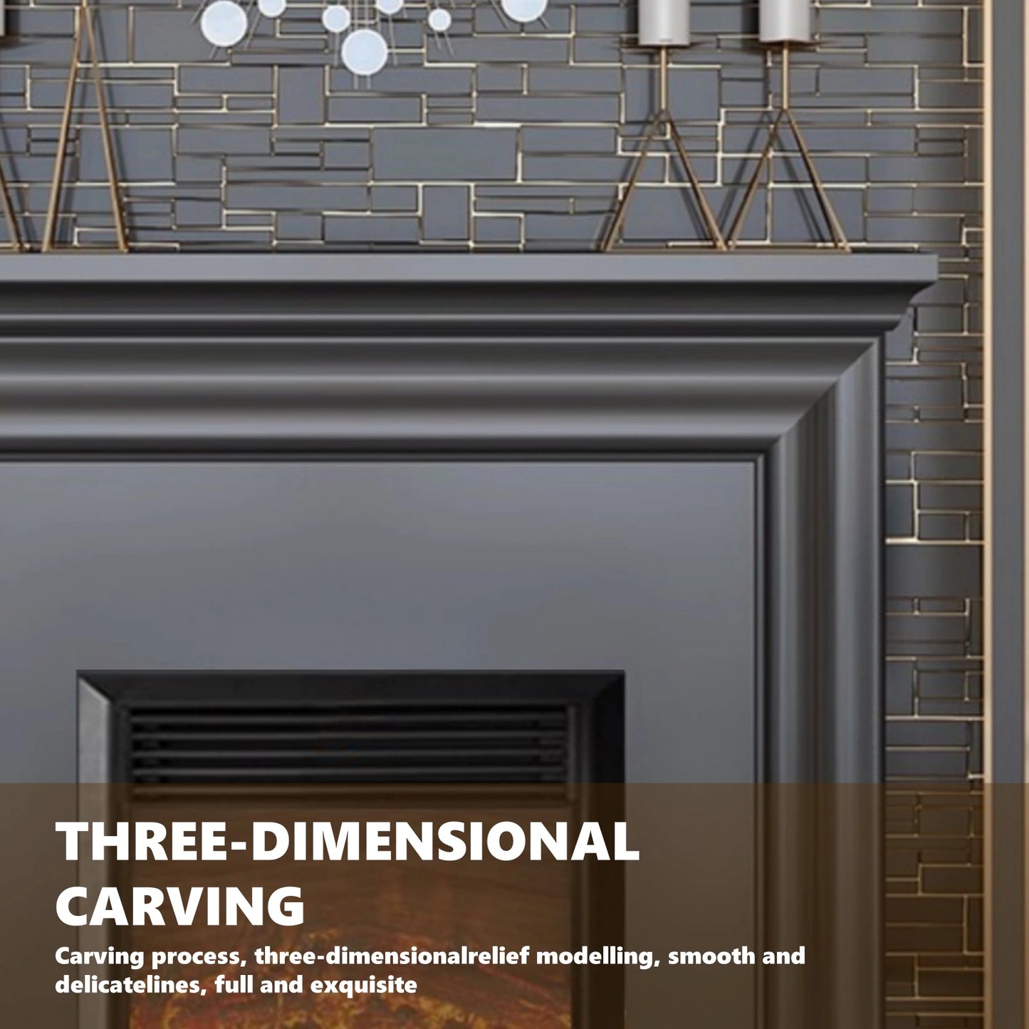 Aihm-Lon Modern Electric Fireplace with Parallel Line Design 39”-59”