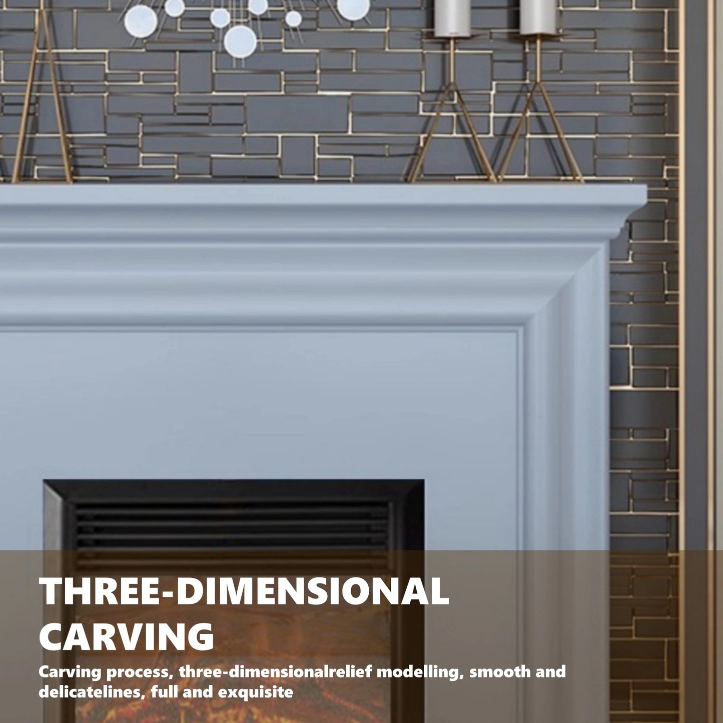 Aihm-Lon Modern Electric Fireplace with Parallel Line Design 39”-59”