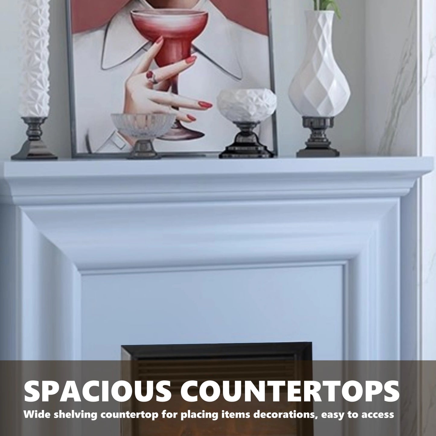 Aihm-Lon Modern Electric Fireplace with Parallel Line Design 39”-59”