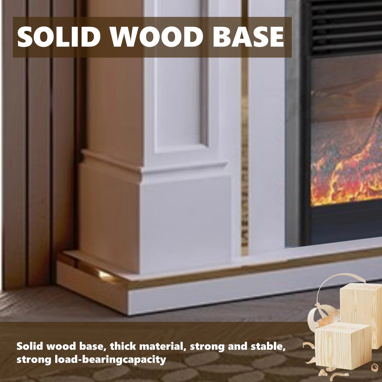 Aihm-Lon American Electric Fireplace with Golden Border Design 59”