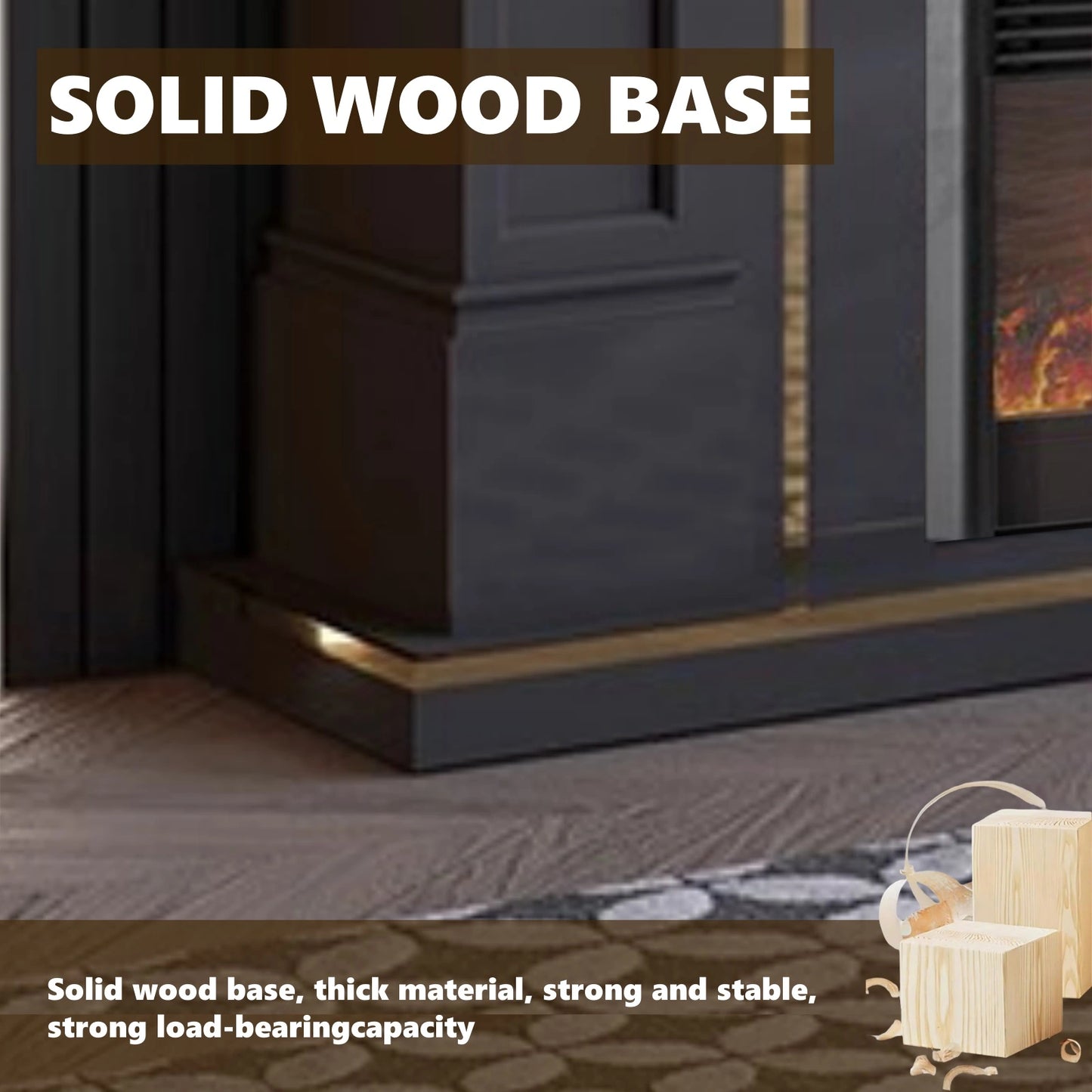 Aihm-Lon American Electric Fireplace with Golden Border Design 59”