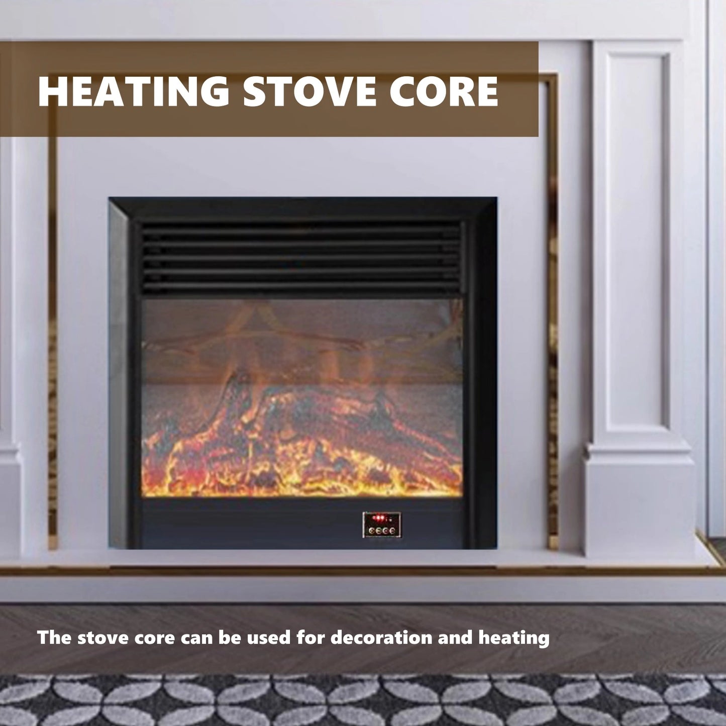 Aihm-Lon American Electric Fireplace with Golden Border Design 59”