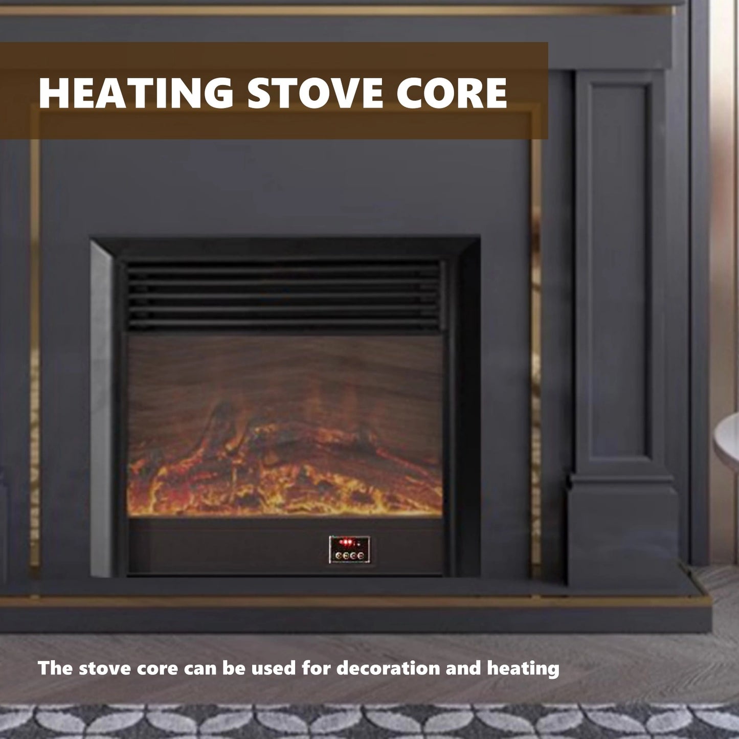 Aihm-Lon American Electric Fireplace with Golden Border Design 59”