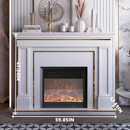 Aihm-Lon American Electric Fireplace with Golden Border Design 59”