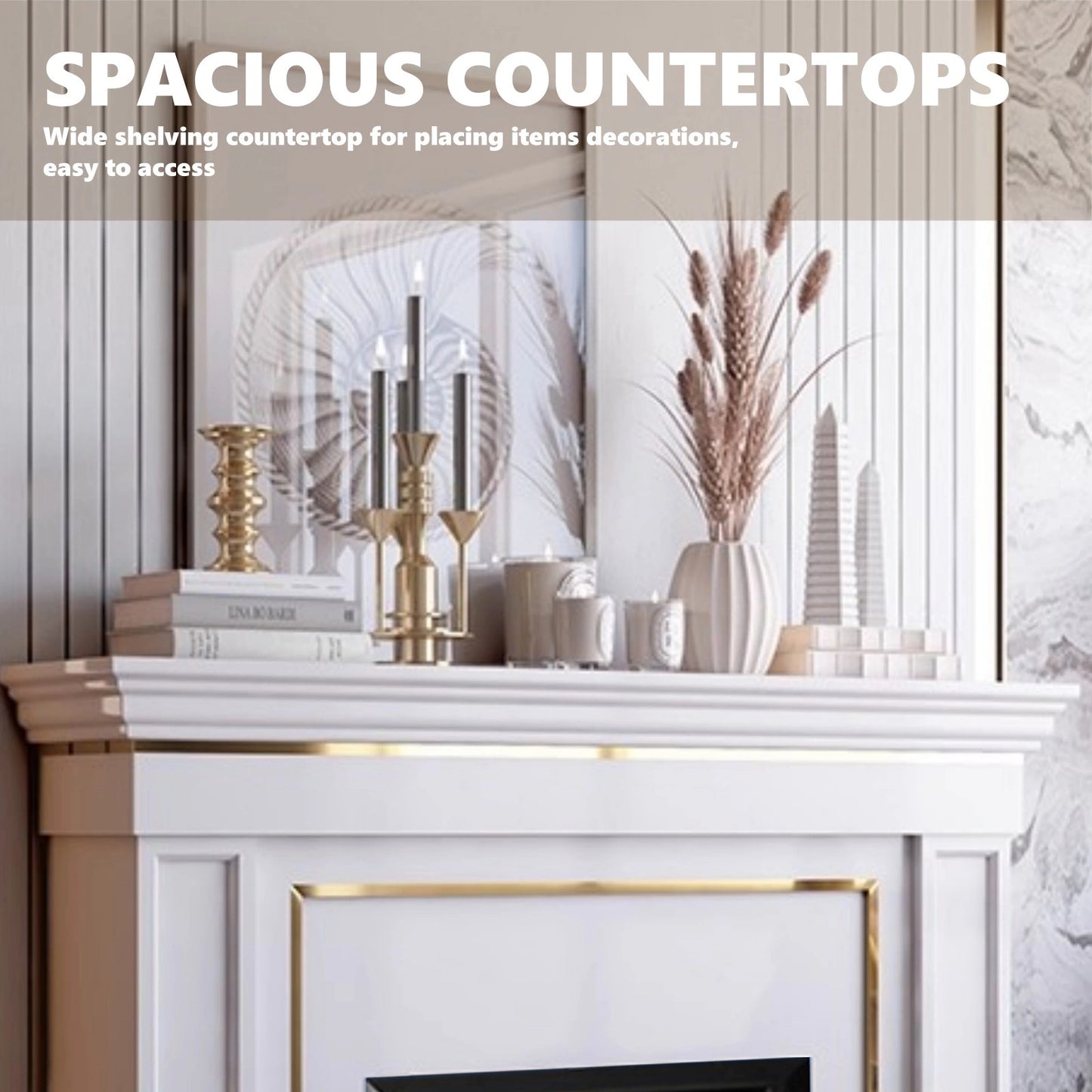 Aihm-Lon American Electric Fireplace with Golden Border Design 59”