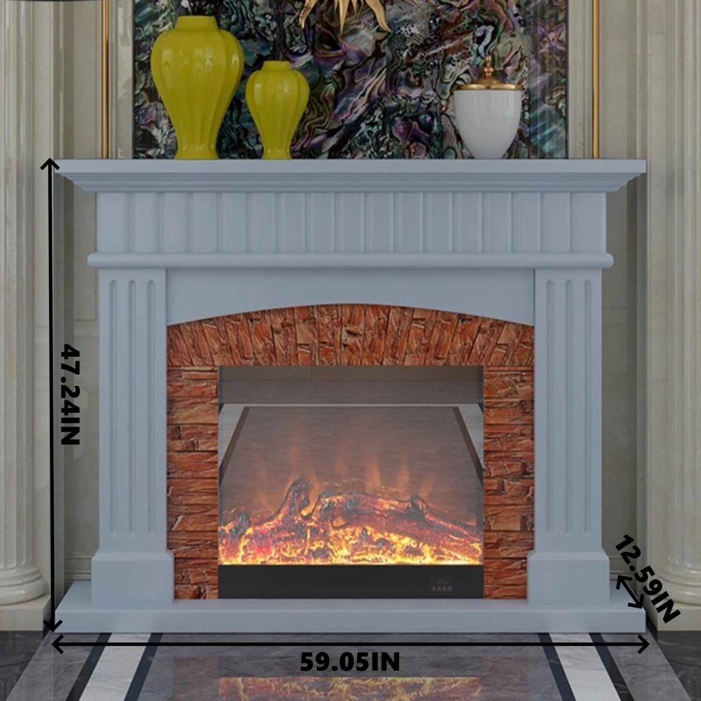 Aihm-Lon Decorative Electric Fireplace Stone-Effect Texture Design 47”-59”
