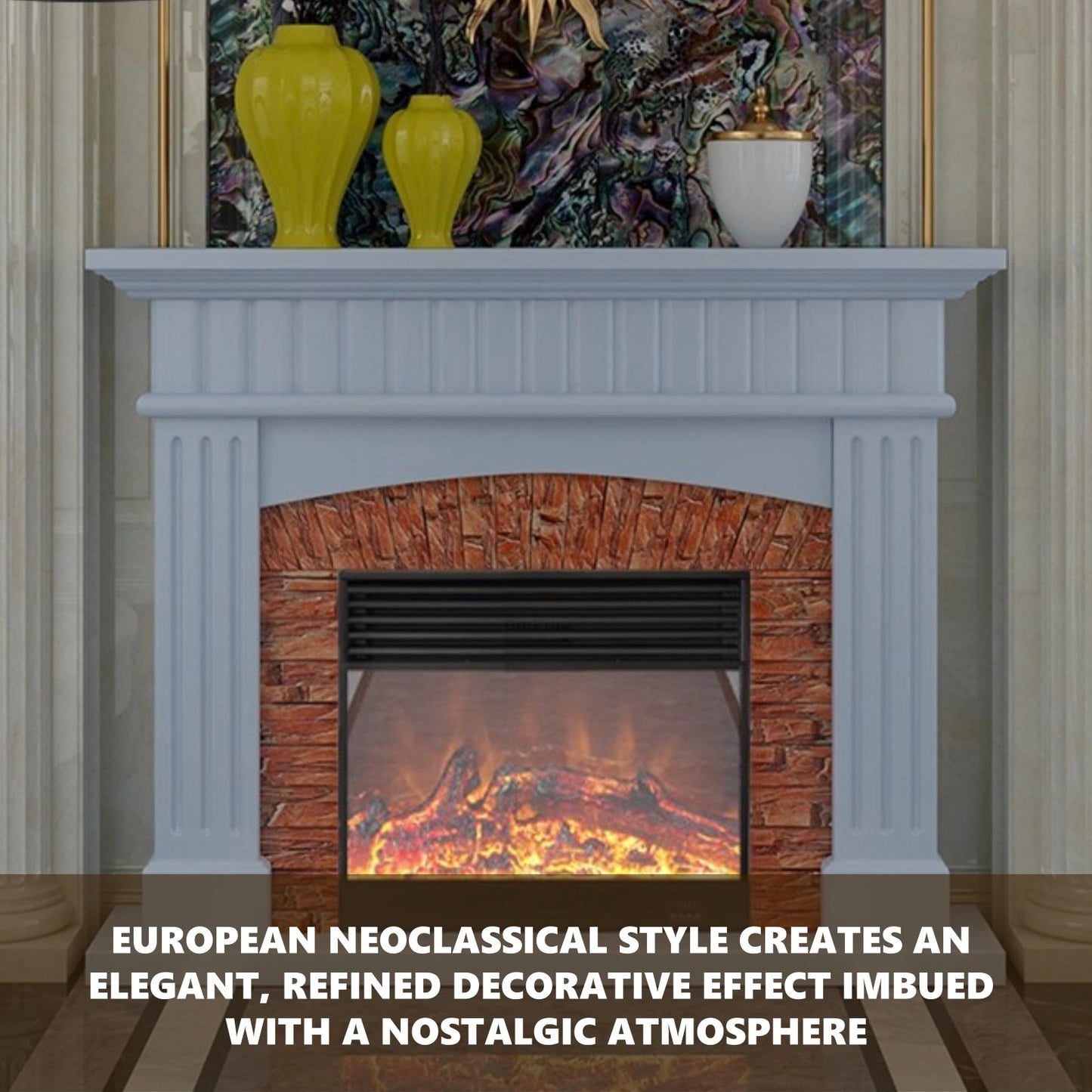 Aihm-Lon Striped Electric Fireplace Stone-Effect Texture Design 47”-59”